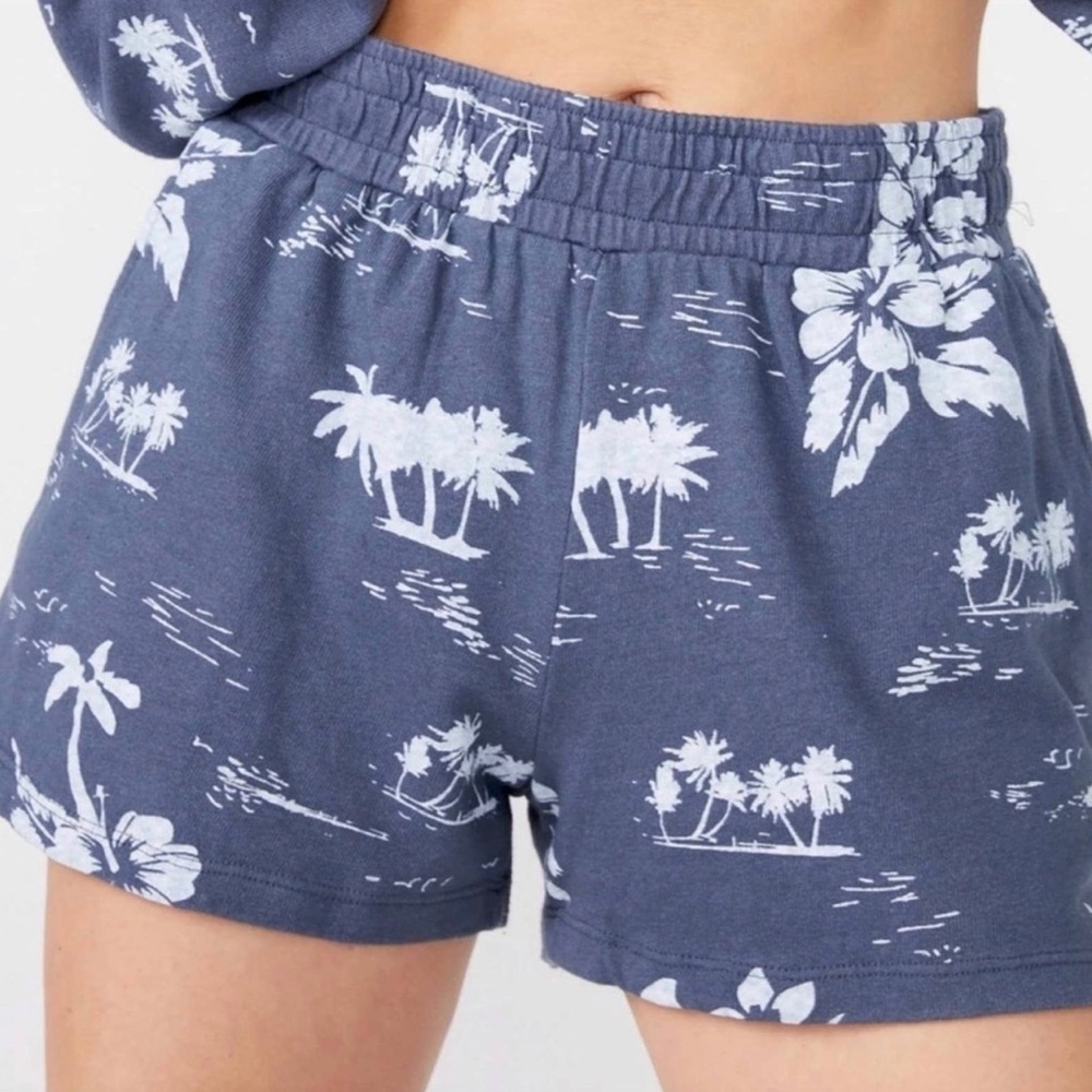 Monrow Hawaiian Ex-Boyfriend Shorts In Blue Steel NWT Size XL